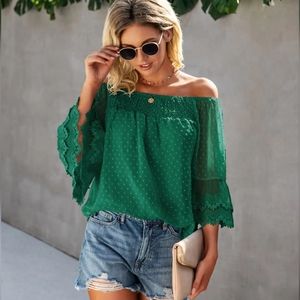 EMME GREEN OFF SHOULDER TOP